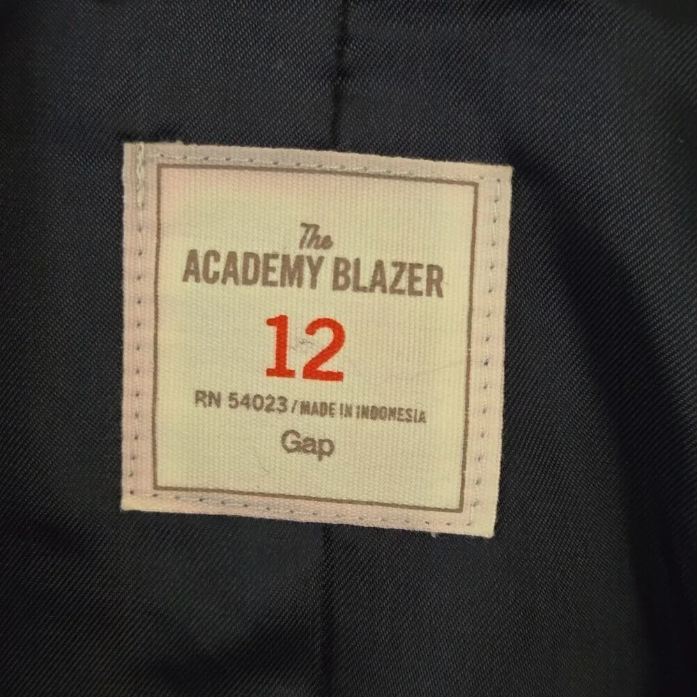 Gap Ponte Academy Blazer Navy Red Polka Dot Cuff Lining Ornate Buttons Size 12